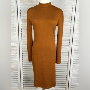 WINDSOR Bodycon Mock Neck Sweater Dress Rust-Large